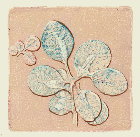 "Hojas azules arenosas" Pintura/dibujo original tamaño A5