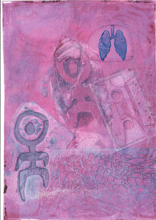 "Ochenta Música Púrpura" Pintura/dibujo original tamaño A4