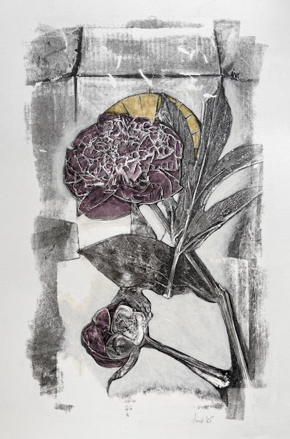 "Dark Peony Gold Moon" Laser Druck A3 Größe