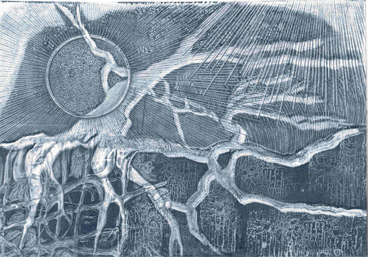 "árbol de espuma azul" pintura/dibujo original tamaño A4